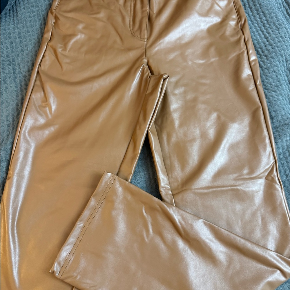 Chic Tan Faux Leather Pants